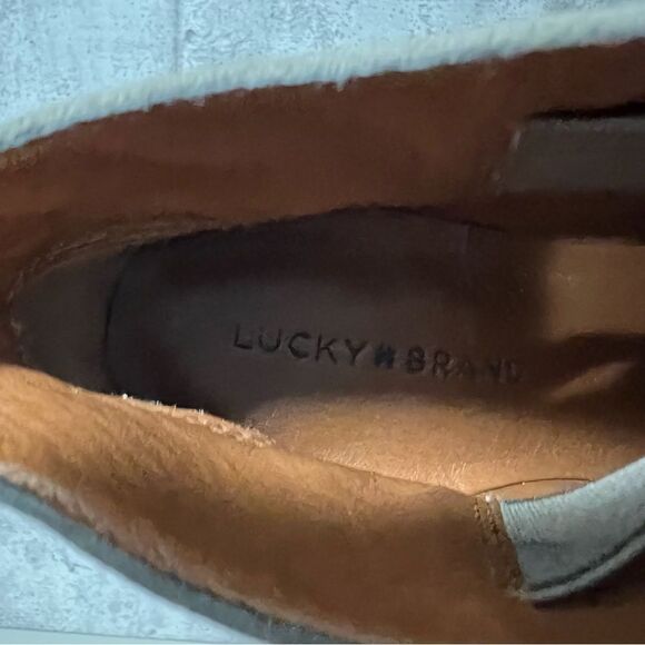 𝅺lucky Brand Eesa Distressed Leather Ankle Bootie Heels - Picture 7 of 13